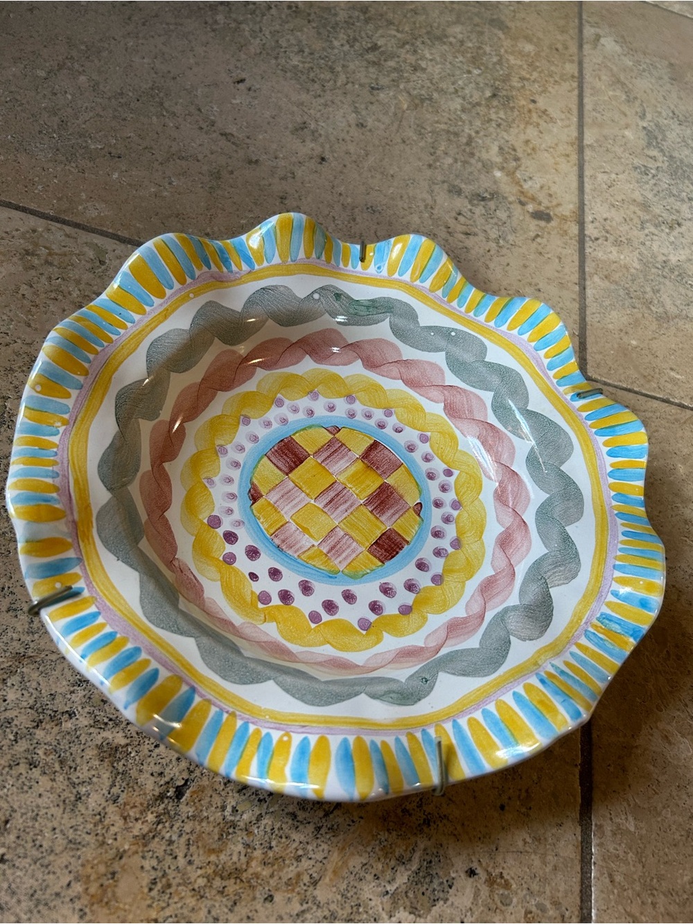 Mackenzie Childs m Ruffled Edge Plate RARE. 1983 stamped  "Aurora”